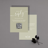Hochzeitsstichtag RSVP QR Code Elegant Sage Green