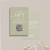 Hochzeitsstichtag RSVP QR Code Elegant Sage Green Karte