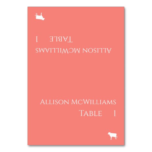 Hochzeitsstichteich Platzkarten-Fleisch-Symbol Ros Tischnummer (Vorderseite)