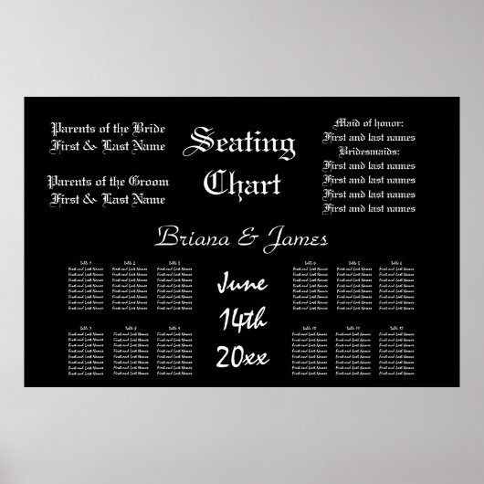 Hochzeitsstift Bride Groom Bridal Gäste Poster (Vorne)