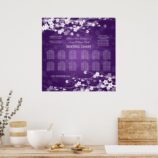Hochzeitsstift Cherry Blossom Lila Poster (Küche)