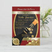 Hochzeitsstift | Chic Gold Red Champagne Einladung (Stehend Vorderseite)