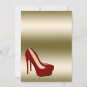 Hochzeitsstift | Chic Gold Red High Heels Einladung (Rückseite)