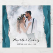 Hochzeitsstift Foto Aquamarin Silver Agate Schaumweinetikett (Einzelnes Label)