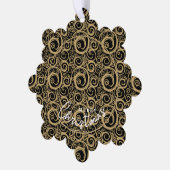 Hochzeitsstift Foto auf goldenem Swirl Ornament Karte (Linke Ecke)