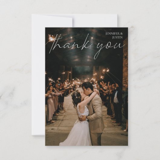 Hochzeitsstift Foto Chic Moderne Handschrift Typog Dankeskarte (Vorderseite)