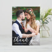 Hochzeitsstift Foto Dankeschön Card Wood Einladung (Stehend Vorderseite)