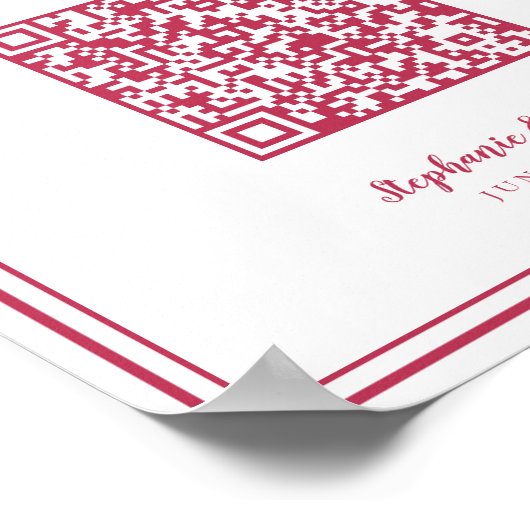 Hochzeitsstift Foto Liebe QR Scan Code Magenta Poster (Ecke)