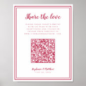 Hochzeitsstift Foto Liebe QR Scan Code Magenta Poster (Vorne)