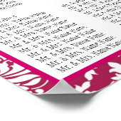 Hochzeitsstift Fuchsia Pink Damask Poster (Ecke)