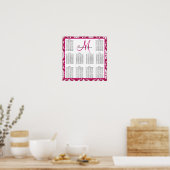 Hochzeitsstift Fuchsia Pink Damask Poster (Küche)