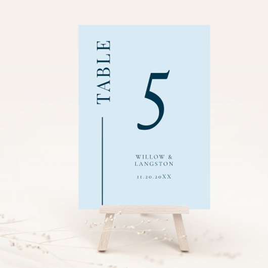 Hochzeitsstift für Navy Blue Clean Line Tischnummer