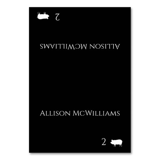 Hochzeitsstift für Platzkarten-Schweinefleisch Tischnummer (Vorderseite)