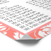 Hochzeitsstift für Vorlage Damaskus Korallenrosa Poster (Ecke)