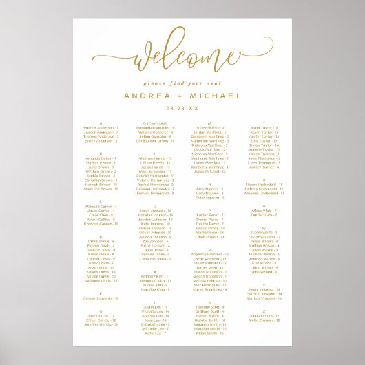 Hochzeitsstift Gold Bouncy Script Poster (Vorne)