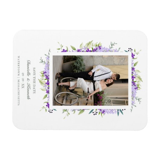 Hochzeitsstift Lila Shades Blume & Branches Foto Magnet (Horizontal)