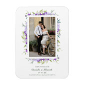 Hochzeitsstift Lila Shades Blume & Branches Foto Magnet (Vertikal)