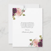 Hochzeitsstift mit Burgunder und Rosa Oval Rahmen Dankeskarte (Rückseite)