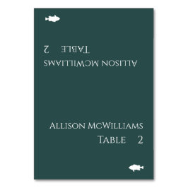 Hochzeitsstift Platzkarte-Fisch-Smaragdgrün- Tischnummer