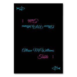 Hochzeitsstift Platzkarten-Fisch-Blau und Rosa- Tischnummer