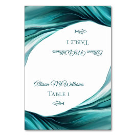 Hochzeitsstift Platzkarten-Fisch-Smaragdgrün- Tischnummer