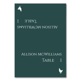 Hochzeitsstift Platzkarten-Geflügel-Smaragdgrün- Tischnummer