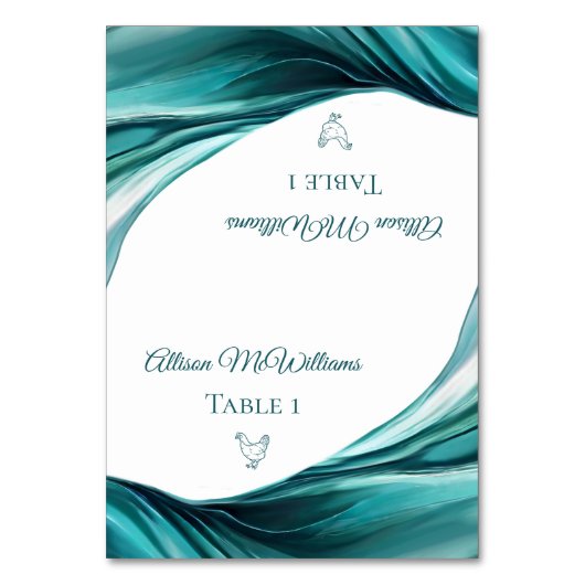 Hochzeitsstift Platzkarten-Geflügel-Smaragdgrün- Tischnummer (Vorderseite)