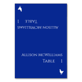 Hochzeitsstift Platzkarten-Geflügel-Symbol-blau un Tischnummer