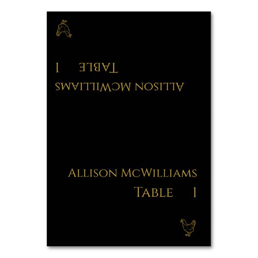 Hochzeitsstift Platzkarten-Geflügel-Symbol-Schwarz Tischnummer (Vorderseite)