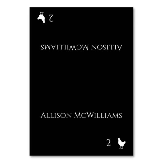 Hochzeitsstift Platzkarten-Geflügel-Symbol-Schwarz Tischnummer (Vorderseite)