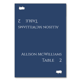 Hochzeitsstift Platzkarten-Schweinefick Blau und W Tischnummer