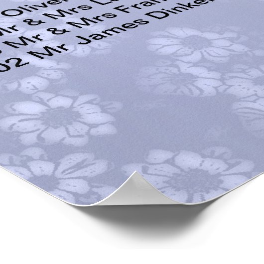 Hochzeitsstift Poster Blue Floral (Ecke)