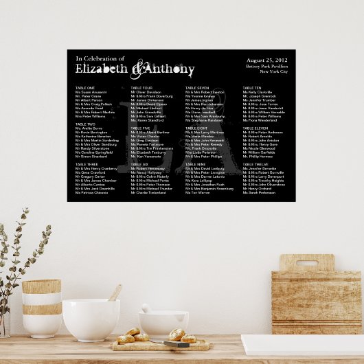 Hochzeitsstift Poster Monogram Black 2 (Küche)