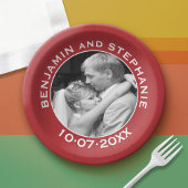 Hochzeitsstift - rote Grenze - moderner Minimalwer Pappteller