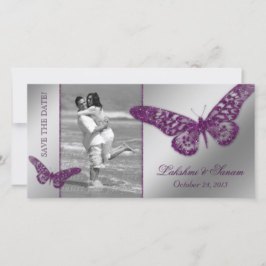 Hochzeitsstift Save the Date Butterfly Lila (Vorderseite)