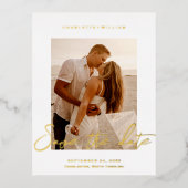 Hochzeitsstift Save the Date Folie Einladungspostkarte (Vorderseite)