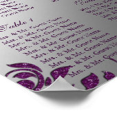 Hochzeitsstift Silber Lila Blätter Sparkle Poster (Ecke)