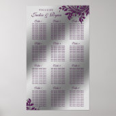 Hochzeitsstift Silber Lila Blätter Sparkle Poster (Vorne)