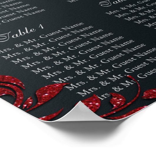 Hochzeitsstift Silber Rote Blätter Sparkle Bl Poster (Ecke)