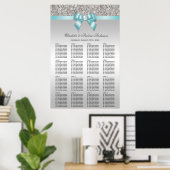 Hochzeitsstift Silver Sequin Aquamarin Bow Poster (Heimbüro)