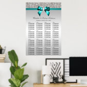 Hochzeitsstift Silver Sequin Deep Aquamarin Bow Poster (Heimbüro)