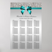 Hochzeitsstift Silver Sequin Deep Aquamarin Bow Poster (Vorne)