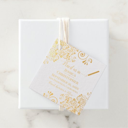 Hochzeitsstift uns Save the Date elegant schwarz Geschenkanhänger (Mit Box)