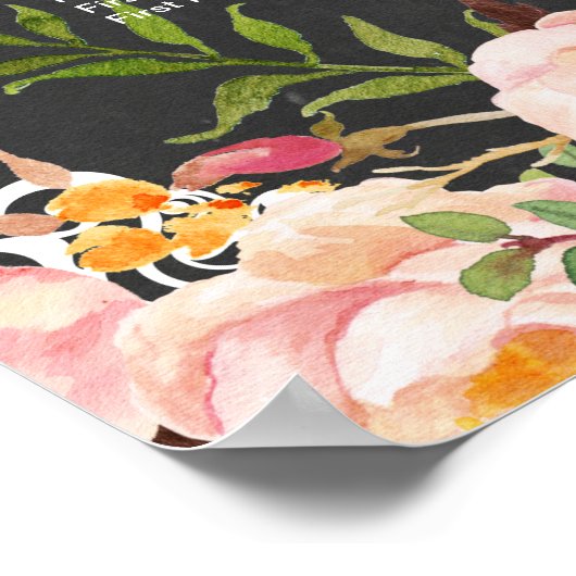 Hochzeitsstift Vintage Blumenkhalkappe Poster (Ecke)