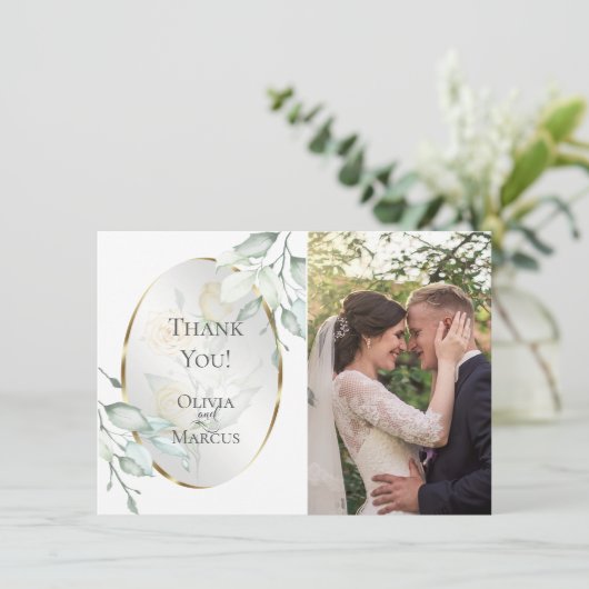 Hochzeitsstift | Wasserfarbe Elfenbeingelbe Rose Dankeskarte (Stehend Vorderseite)