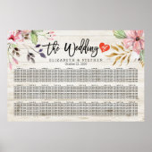 Hochzeitsstift Wasserfarbe Rosa Blume Holz Poster (Vorne)