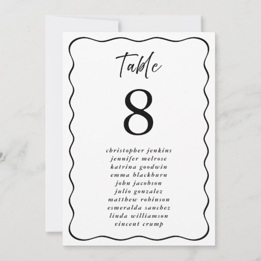 Hochzeitsstift Wavy Frame Guest-Tischnummer Einladung (Rückseite)