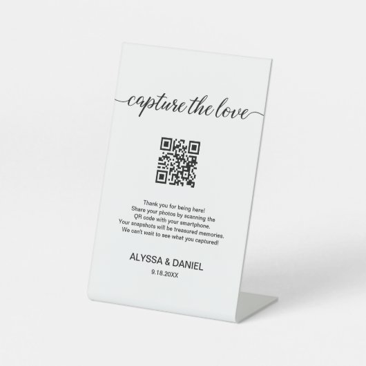 Hochzeitsstifter teilen QR-Code Capture der Liebe Sockelschild (Vorderseite)