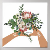 Hochzeitsstiftung Bouquet mit Namen Kunstdruckerei Poster (Vorne)