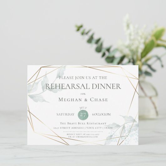 Hochzeitsstiftung | Grayed Jade Green Botanical Einladung (Stehend Vorderseite)